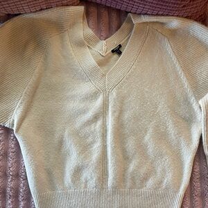 Express Cream V-Neck Pullover Sweater